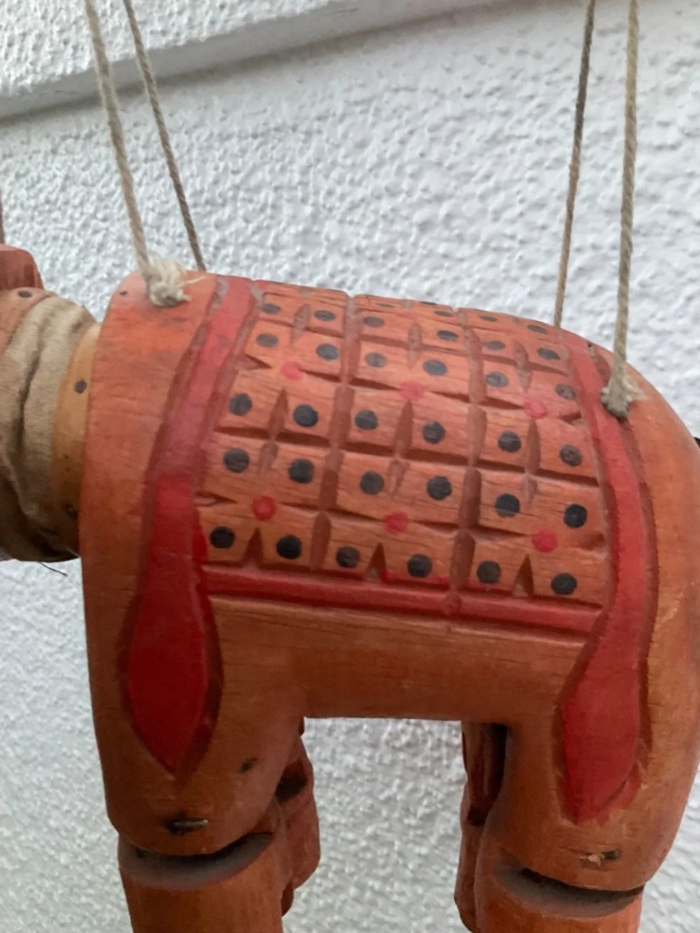 VTG Handmade Wooden Marionette Elephant
